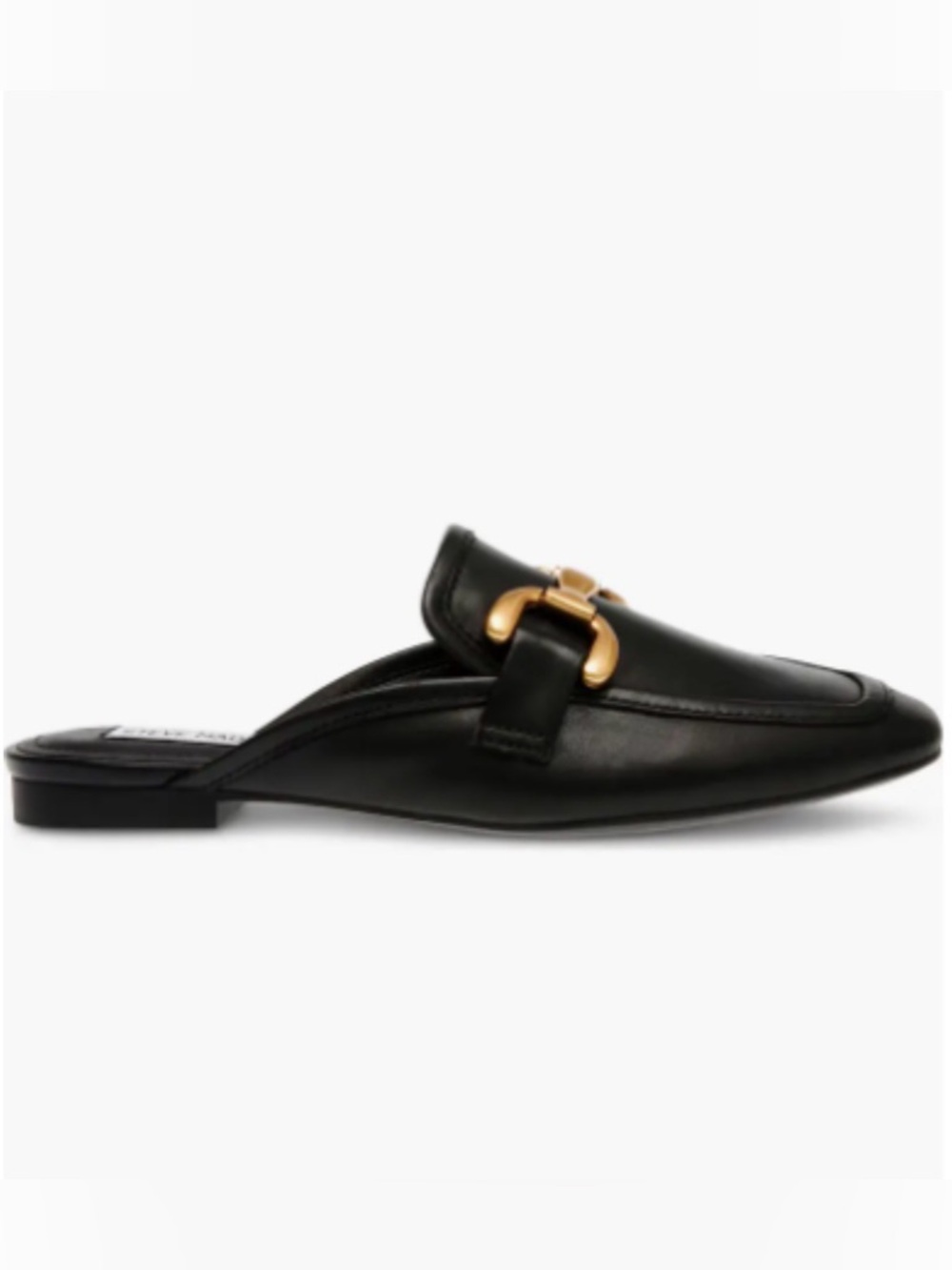 Steve Madden Black Leather Mule with Gold Horsebit Accent - Picture 6 of 8